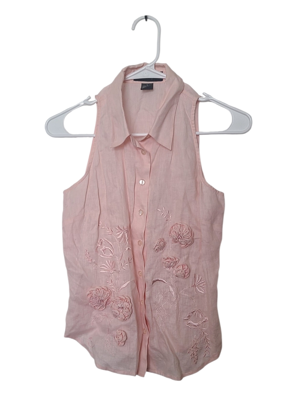 mercer & madison Light Pink Embroidered Sleeveless Button-Front Camisole